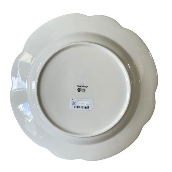 Grace Teaware Fine Porcelain Dinner Plates 11in Black & White Striped Set of 4 - Picture 12 of 12